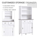 Freestanding Kitchen Pantry Cabinet Cupboard with Sliding Doors and Open Shelves, Adjustable Shelving, Modern Hallway Display Case, Counter Storage Cainet Centerpiece Unit,76Wx 48D x 169Hcm, White