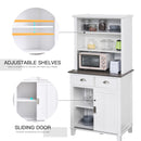 Freestanding Kitchen Pantry Cabinet Cupboard with Sliding Doors and Open Shelves, Adjustable Shelving, Modern Hallway Display Case, Counter Storage Cainet Centerpiece Unit,76Wx 48D x 169Hcm, White