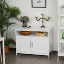 Kitchen Console Table/Buffet Sideboard/Wooden Storage Table with 2-Level Cabinet and Open Shelf, White Table, Wooden Space