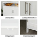 Kitchen Console Table/Buffet Sideboard/Wooden Storage Table with 2-Level Cabinet and Open Shelf, White Table, Wooden Space
