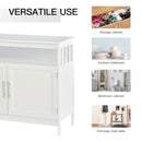 Kitchen Console Table/Buffet Sideboard/Wooden Storage Table with 2-Level Cabinet and Open Shelf, White Table, Wooden Space