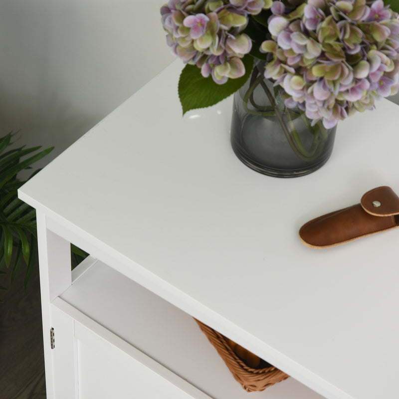 Kitchen Console Table/Buffet Sideboard/Wooden Storage Table with 2-Level Cabinet and Open Shelf, White Table, Wooden Space