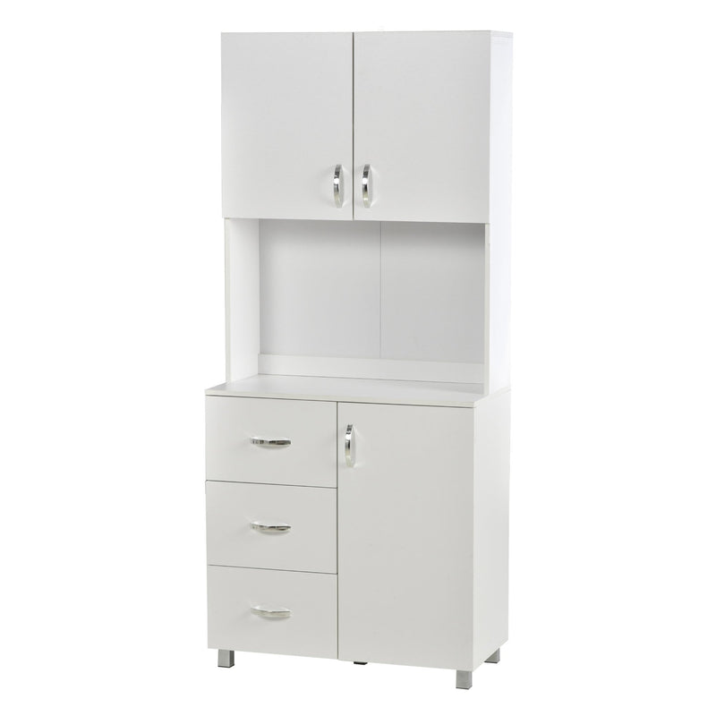 HOMCOM Free standing Kitchen Cupboard, Adjustable Height Storage Unit -  White