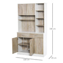 Kitchen Pantry Buffet Server with Hutch Multi Storage Cupboard Cabinet Sideboard, Bookcase with Drawers for Living Room, 100W x 39D x 180H cm