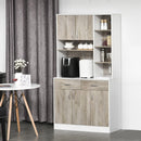 Kitchen Pantry Buffet Server with Hutch Multi Storage Cupboard Cabinet Sideboard, Bookcase with Drawers for Living Room, 100W x 39D x 180H cm