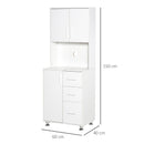 Modern Kitchen Buffet with Hutch Pantry Storage,2 Cabinets, 3 Drawers and Open Countertop, 60L x 40W x 150H cm, White