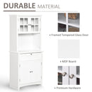 Kitchen Buffet and Hutch Wooden Storage Cupboard with Framed Glass Door, Drawer, Microwave Space for Dining and Living Room, 68.6W x 40D x 164Hcm, White