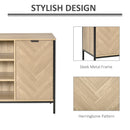 Sideboard Storage Cabinet Cupboard with 2 Doors and Adjustable Shelves, Oak Tone Kitchen