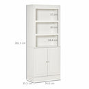 Kitchen Cupboard with 6-tier Adjustable Shelving, Freestanding Sideboard with 3 Open Compartments and Double-Door Cabinet  - White