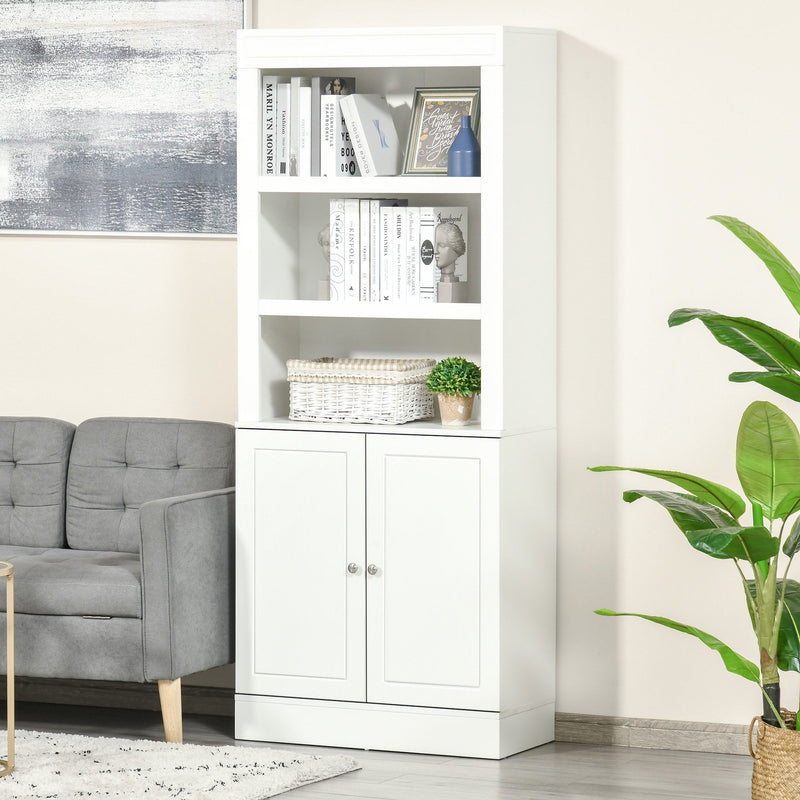 Kitchen Cupboard with 6-tier Adjustable Shelving, Freestanding Sideboard with 3 Open Compartments and Double-Door Cabinet  - White