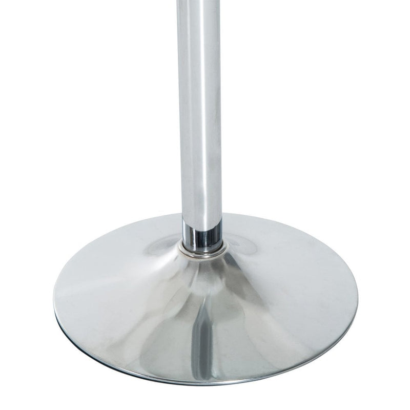 Round Bar Table W/ Glass Top-Transparent Glass, Silver