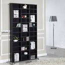Adjustable Media Storage Wooden Shelves Bookcase Display Unit-Black