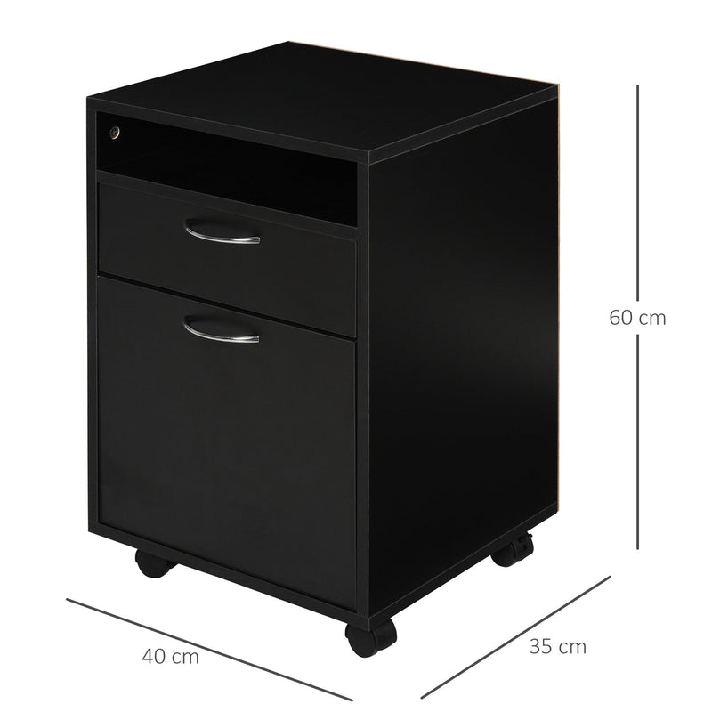 HOMCOM Wheeled Cabinet - Black