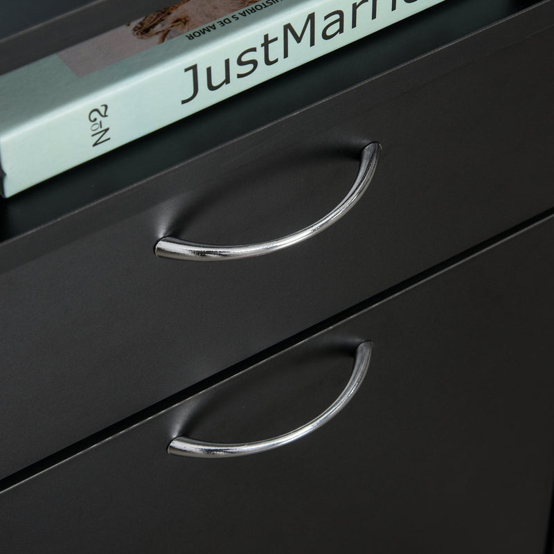 HOMCOM Wheeled Cabinet with Top Drawer - Black