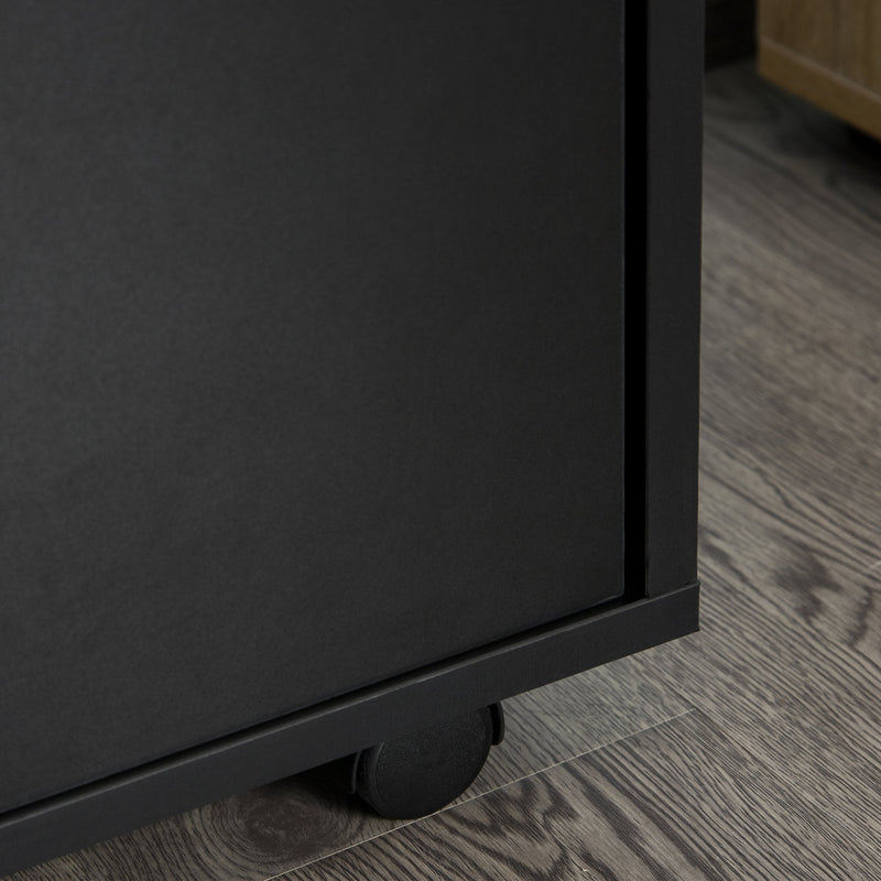 HOMCOM Wheeled Cabinet with Top Drawer - Black