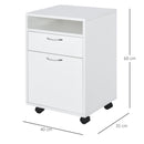 60cm Drawer Open Shelf Metal Handles 4 Wheels Office Home File Organiser Paperwork Mobile Printer White