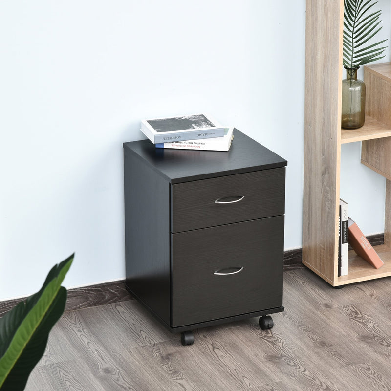 HOMCOM Two Drawer Wheeled Cabinet - Black