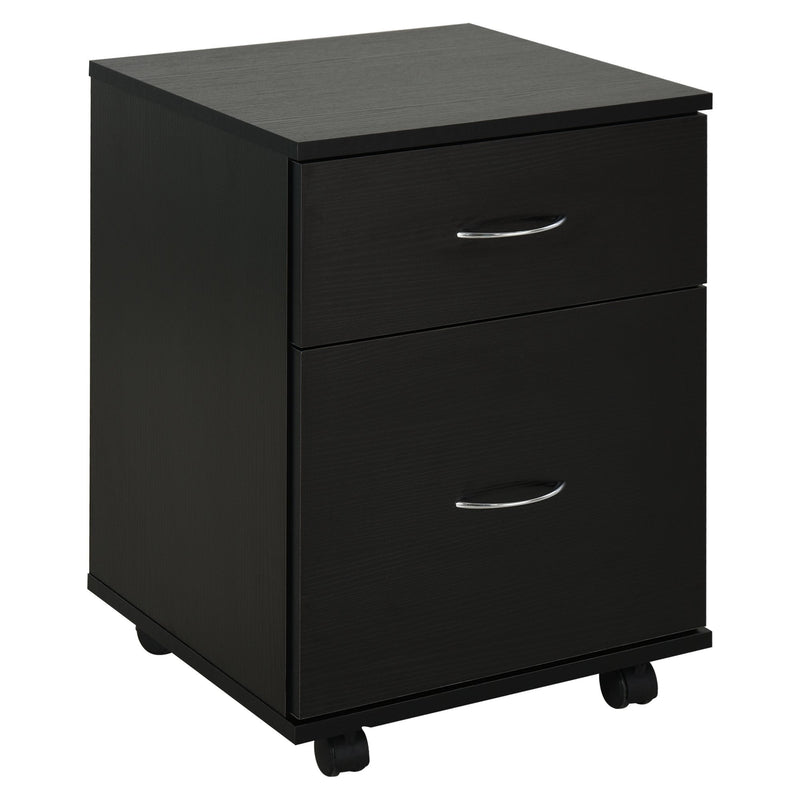 HOMCOM Two Drawer Wheeled Cabinet - Black
