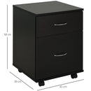 HOMCOM Two Drawer Wheeled Cabinet - Black