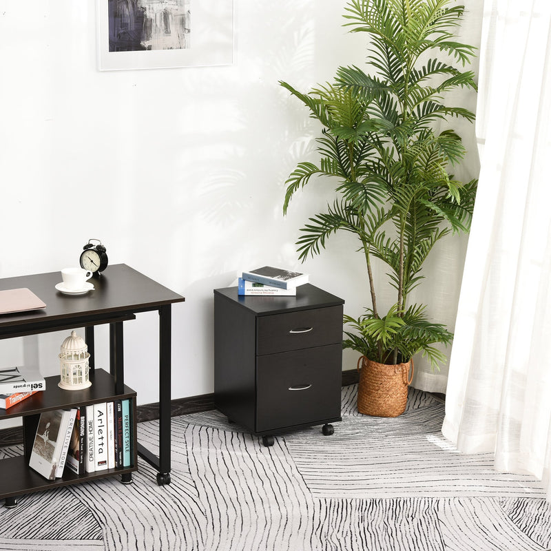 HOMCOM Two Drawer Wheeled Cabinet - Black
