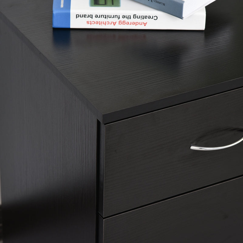HOMCOM Two Drawer Wheeled Cabinet - Black