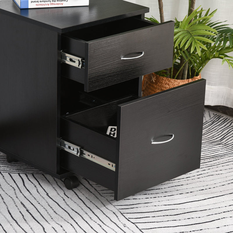 HOMCOM Two Drawer Wheeled Cabinet - Black