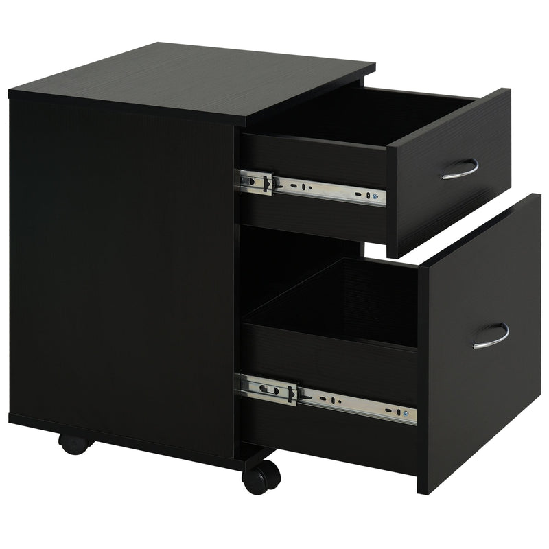HOMCOM Two Drawer Wheeled Cabinet - Black