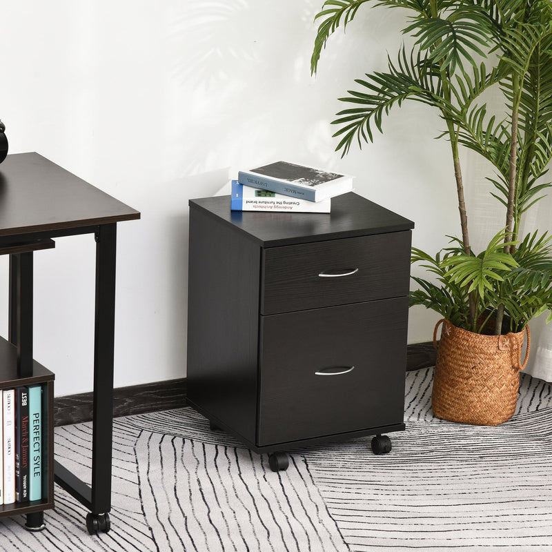 HOMCOM Two Drawer Wheeled Cabinet - Black