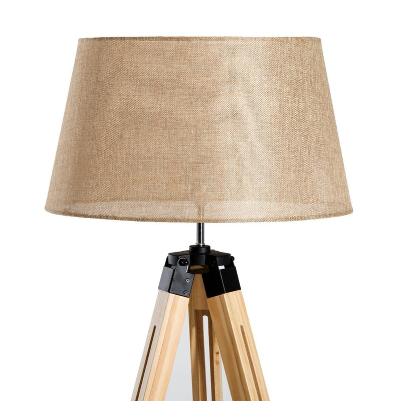 HOMCOM Tripod Floor Lamp Wooden Adjustable Modern Illumination Design E27 Bulb Compatible (Cream Shade) 99-143H