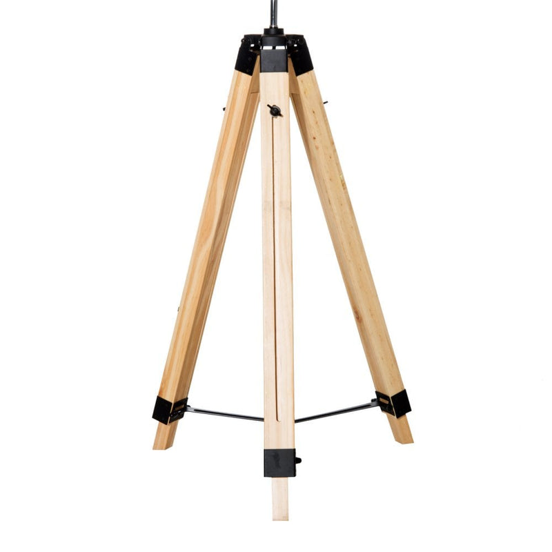 HOMCOM Tripod Floor Lamp Wooden Adjustable Modern Illumination Design E27 Bulb Compatible (Cream Shade) 99-143H