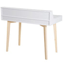 Computer Desk Retro Style Side Console Writing Table Study Workstation W/2 Drawers Storage Shelves & Solid Wood Legs-White