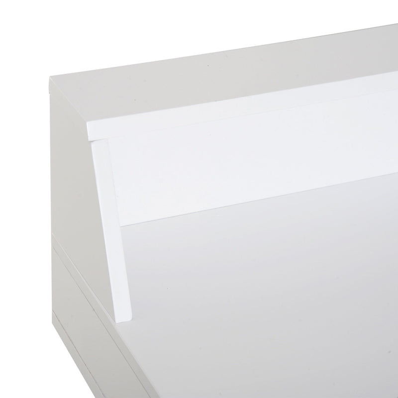 Computer Desk Retro Style Side Console Writing Table Study Workstation W/2 Drawers Storage Shelves & Solid Wood Legs-White