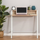 White & Oak Effect Writing Desk Computer Table Home Office PC Laptop Workstation Storage Shelf