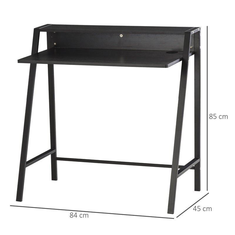 HOMCOM Two-Tier Metal Frame Writing Desk - Black