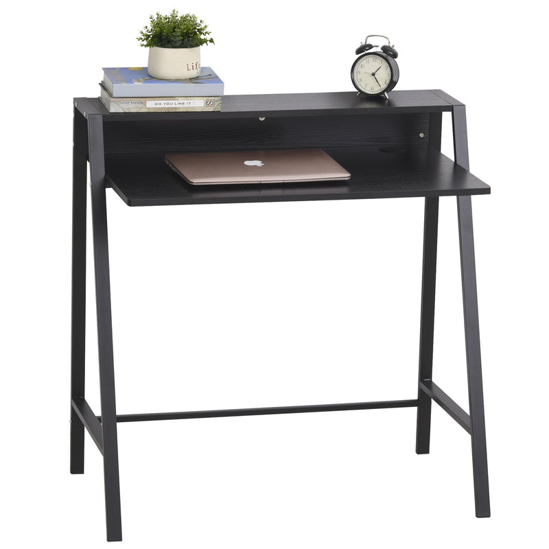 HOMCOM Two-Tier Metal Frame Writing Desk - Black