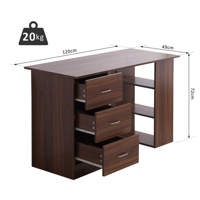 Computer Desk, 120Wx49Dx72H cm-Walnut