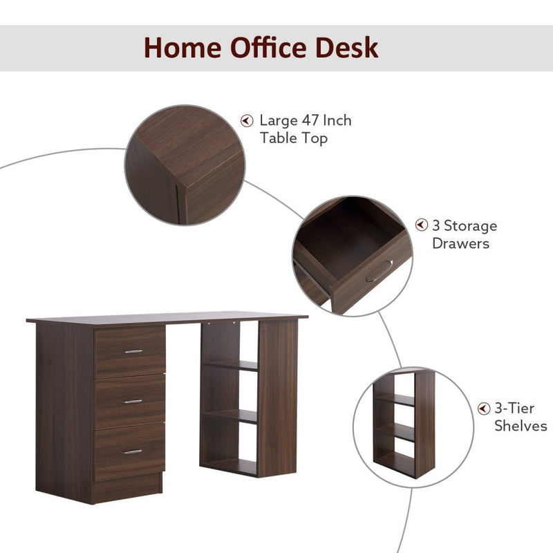 Computer Desk, 120Wx49Dx72H cm-Walnut
