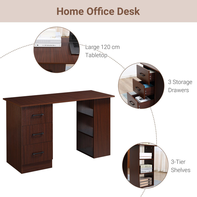 HOMCOM Computer Desk - Walnut