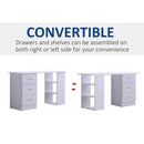 HOMCOM 120cm Computer Desk Writing Table PC Workstation Study Laptop Stationery w/ 3 Shelf & Drawers White