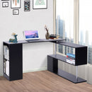 360 Degree Rotating Corner Desk, L-Shaped-Black