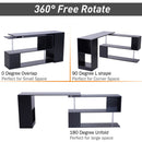360 Degree Rotating Corner Desk, L-Shaped-Black