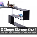 360 Degree Rotating Corner Desk, L-Shaped-Black