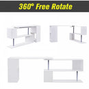 360 Degree Rotating Corner Desk, L-Shaped - White