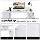 360 Degree Rotating Corner Desk, L-Shaped - White