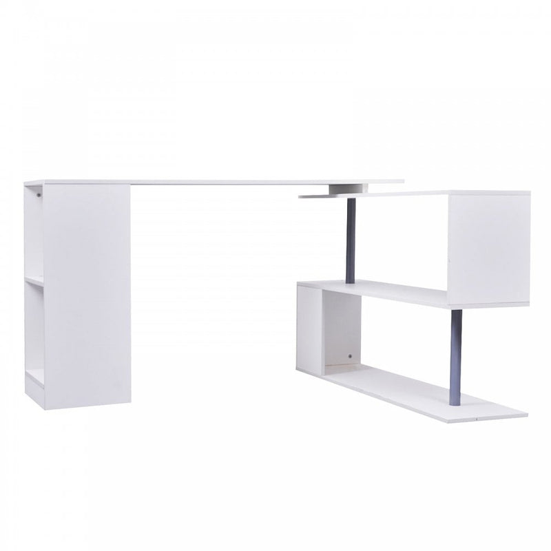 360 Degree Rotating Corner Desk, L-Shaped - White