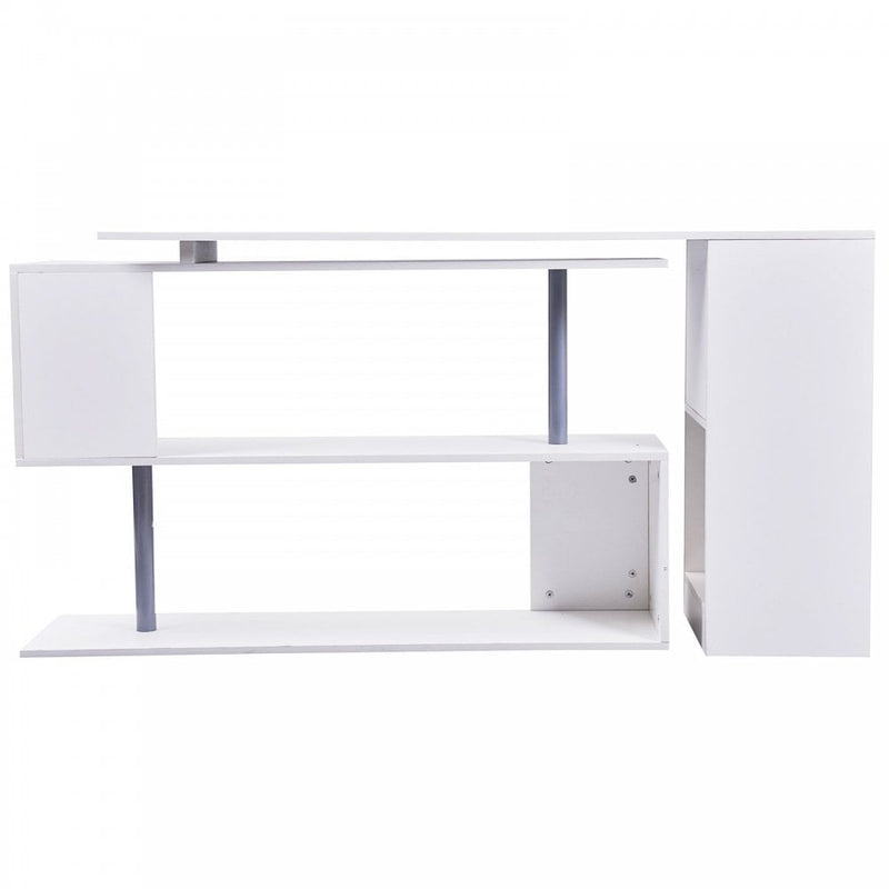 360 Degree Rotating Corner Desk, L-Shaped - White