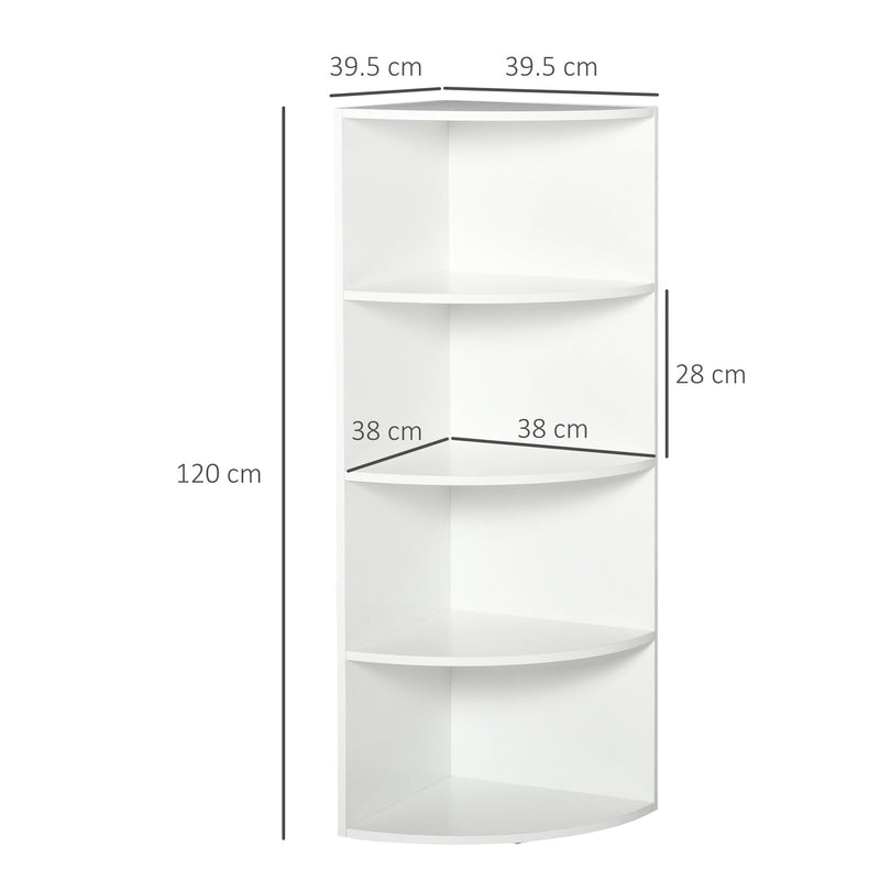 4-Tier Bookshelf, 120H cm-White