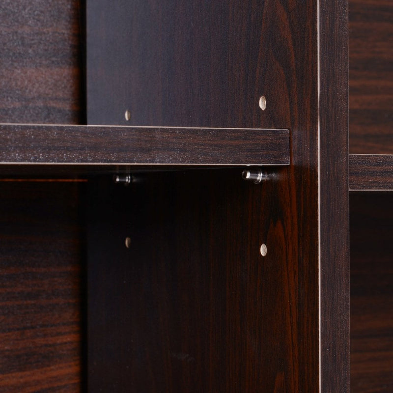 Free Standing Bookcase Shelves W/ Two Doors, 80L x 23.5W x 123Hcm-Walnut