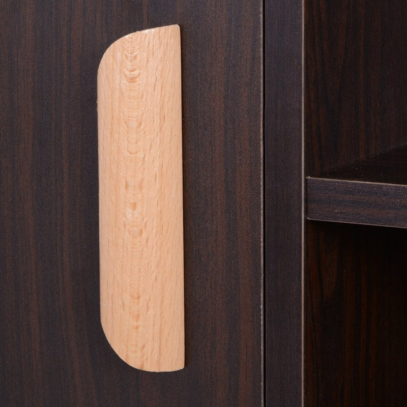 Free Standing Bookcase Shelves W/ Two Doors, 80L x 23.5W x 123Hcm-Walnut