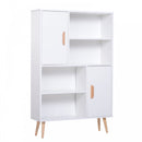 Free Standing Bookcase Shelves W/ Two Doors, 80L x 23.5W x 123Hcm - White
